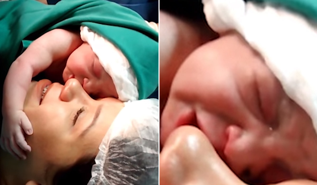 Un minut de magie: o fetiță se agață de mămica ei imediat după ce s-a născut | VIDEO